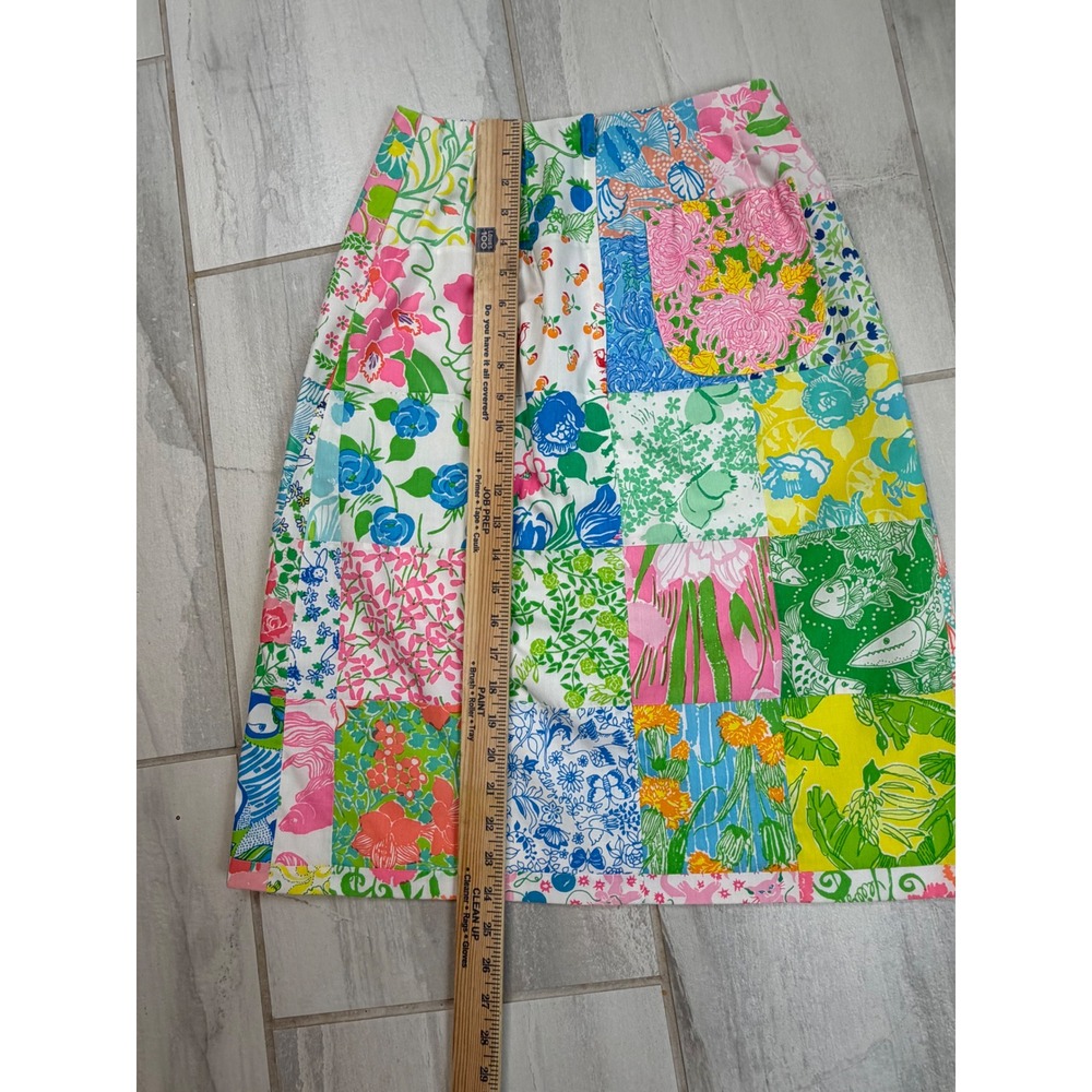 Vintage Lilly Pulitzer Patchwork Skirt Multi Color Floral Print Midi W3153-19 8 - Picture 7 of 7